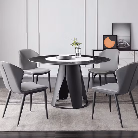 Pedra sinterizada cerâmica sala de estar mármore conjunto café led redondo moderno móveis para casa mesa jantar