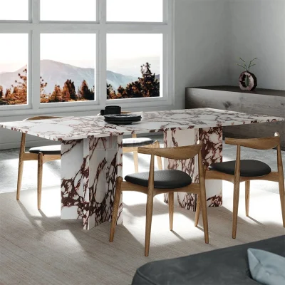 Newstar minimalista luxo casa móveis de mármore mesa de jantar restaurante mesa calacatta ouro mesa de jantar